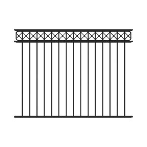 Highland 4.5 ft. x 6 ft. Black Decorative Flat Top Aluminum Fence Panel